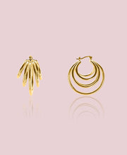 Unique stack design earrings in 18k gold-plated brass with bold statement look