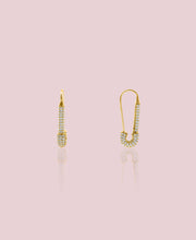 Sparkling Safety Pin Inspired Earrings in 18k Gold-Plated Brass