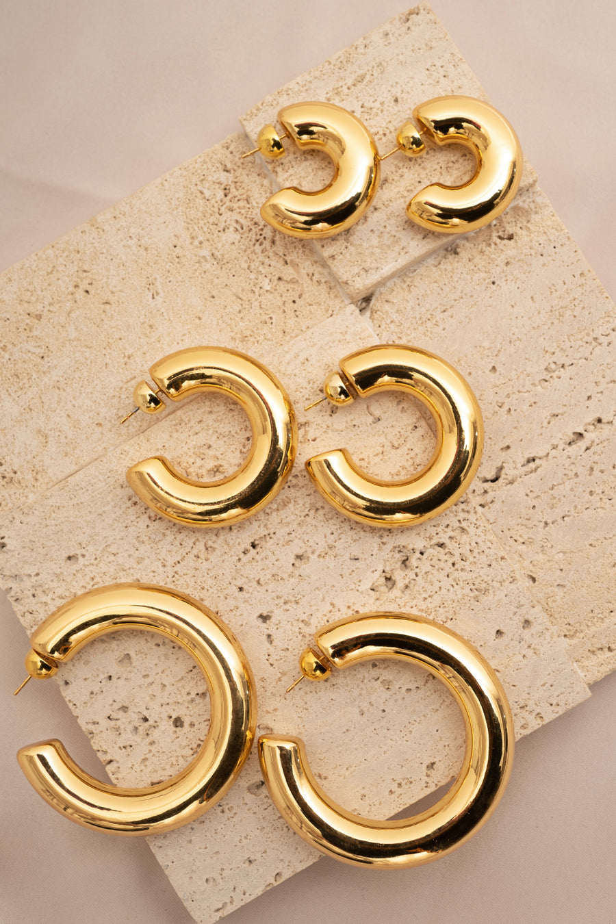 CHUBBY HOOPS THICK GOLD PLATED HOOP EARRINGS OMA THE LABEL