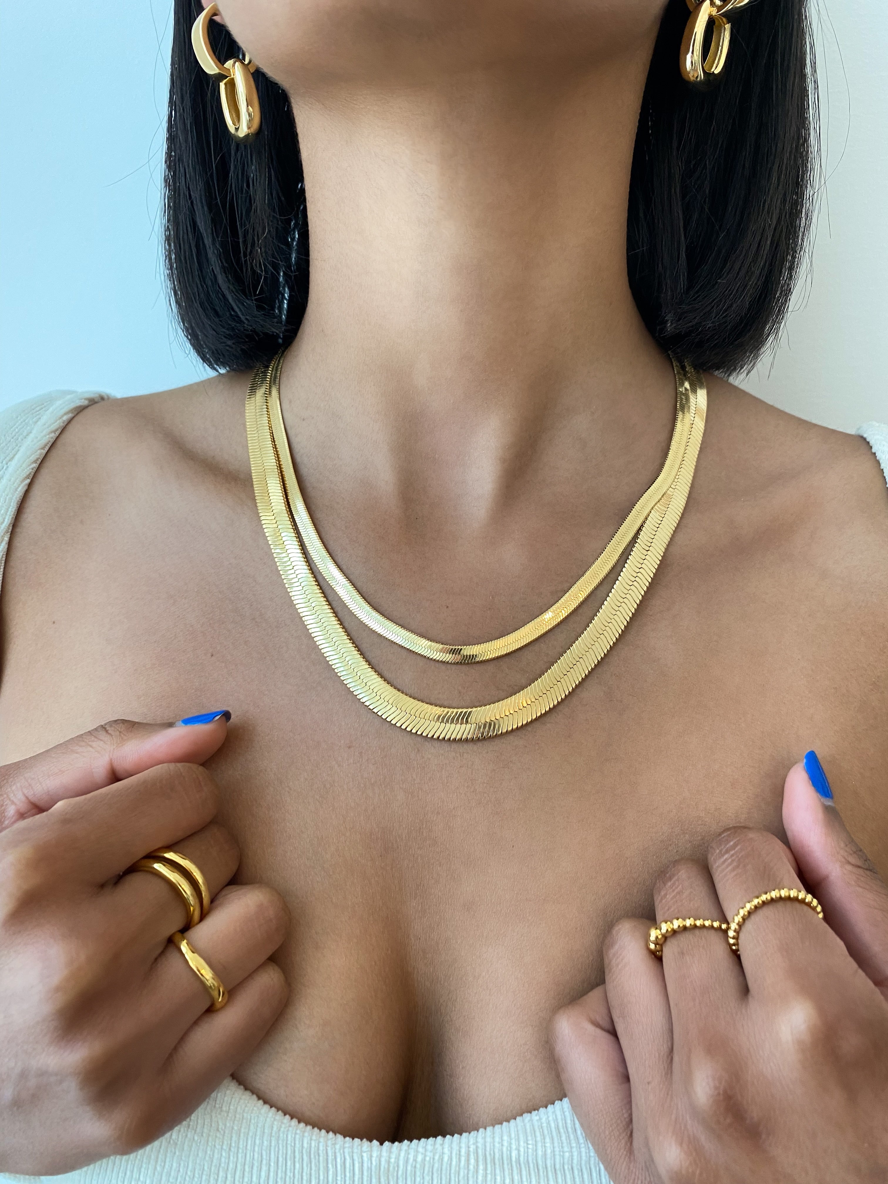 THE GIDI COLLECTION | GOLD PLATED HERRINGBONE JEWELRY | OMA THE LABEL